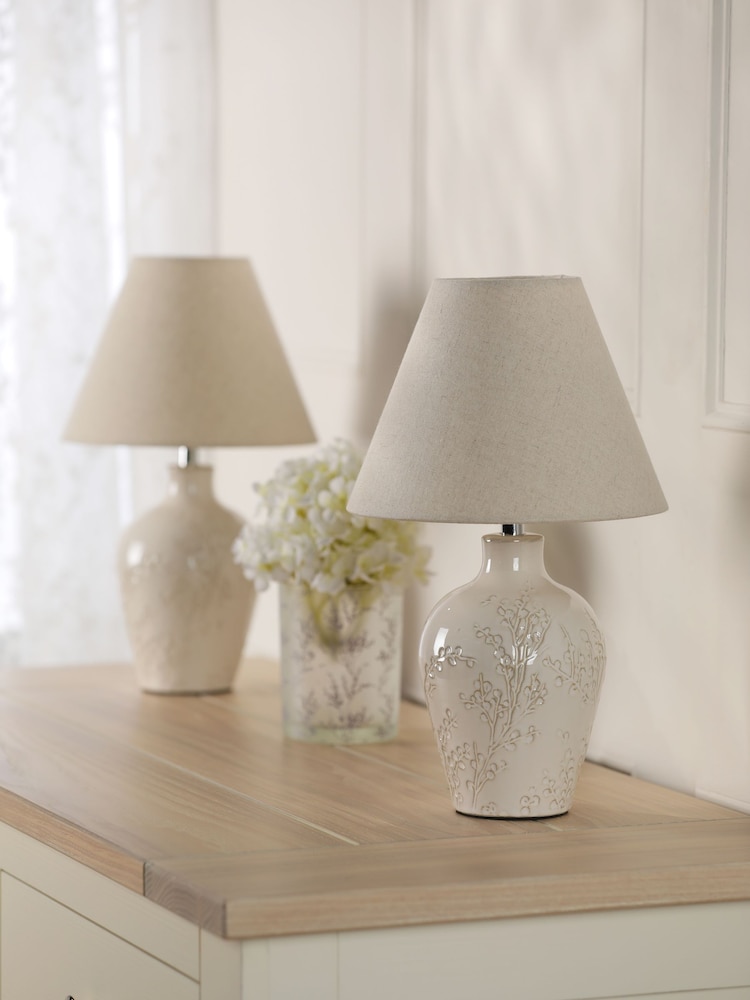 Laura Ashley 2 Pack White Pussywillow Table Lamps - Image 2 of 6