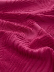 Magenta Pink Jacquard Towelling Fringe Summer Short Sleeve Shirt - Image 8 of 8