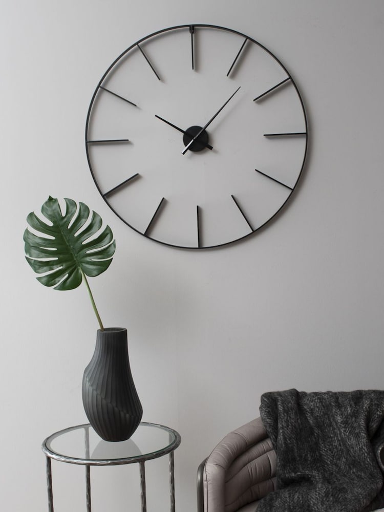 Libra Interiors Black Tiverton Black Skeleton Wall Clock 80cm - Image 1 of 2 Libra Interiors Black Tiverton Black Skeleton Wall Clock 80cm - Image 1 of 2