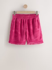 Magenta Pink Jacquard Towelling Fringe Summer Shorts - Image 5 of 7