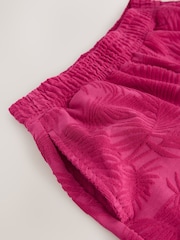 Magenta Pink Jacquard Towelling Fringe Summer Shorts - Image 6 of 7