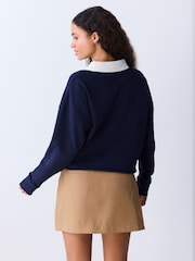 Navy/White Contrast Collar Graphic Sweatshirt - Image 2 of 7