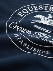 Navy/White Contrast Collar Graphic Sweatshirt - Image 6 of 7