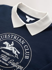 Navy/White Contrast Collar Graphic Sweatshirt - Image 7 of 7