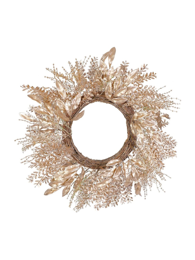 Dibor Champagne Coloured 55cm Laurel Wreath - Image 2 of 5 Dibor Champagne Coloured 55cm Laurel Wreath - Image 2 of 5