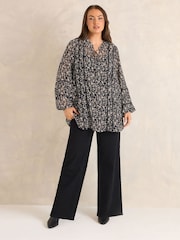Evans Black Chiffon Ladder Lace Blouse - Image 2 of 5