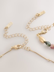 Multi/Gold Tone - Semi-Precious Stone 2 Layer Necklace - תמונה 6 מתוך 6