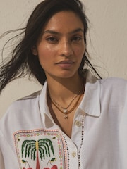 Brown Bead Summer Charm 2 Layer Necklace - Image 2 of 5