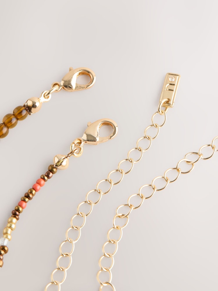 Brown Bead Summer Charm 2 Layer Necklace - Image 5 of 5