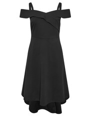 YOURS LONDON Curve Black Black Bardot Dipped Hem Dress - Image 5 of 5