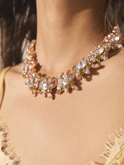 Gold Tone Sparkle Jewel Collar Necklace - Image 3 of 7