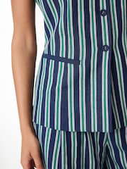 Navy/Green Stripe N. Premium Linen Blend Waistcoat - Image 3 of 6