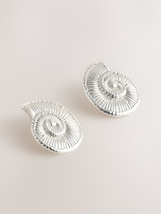 Silver Tone Shell Sud Earrings - Image 4 of 6