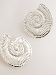 Silver Tone Shell Sud Earrings - Image 5 of 6