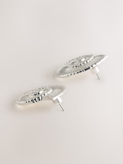 Silver Tone Shell Sud Earrings - Image 6 of 6