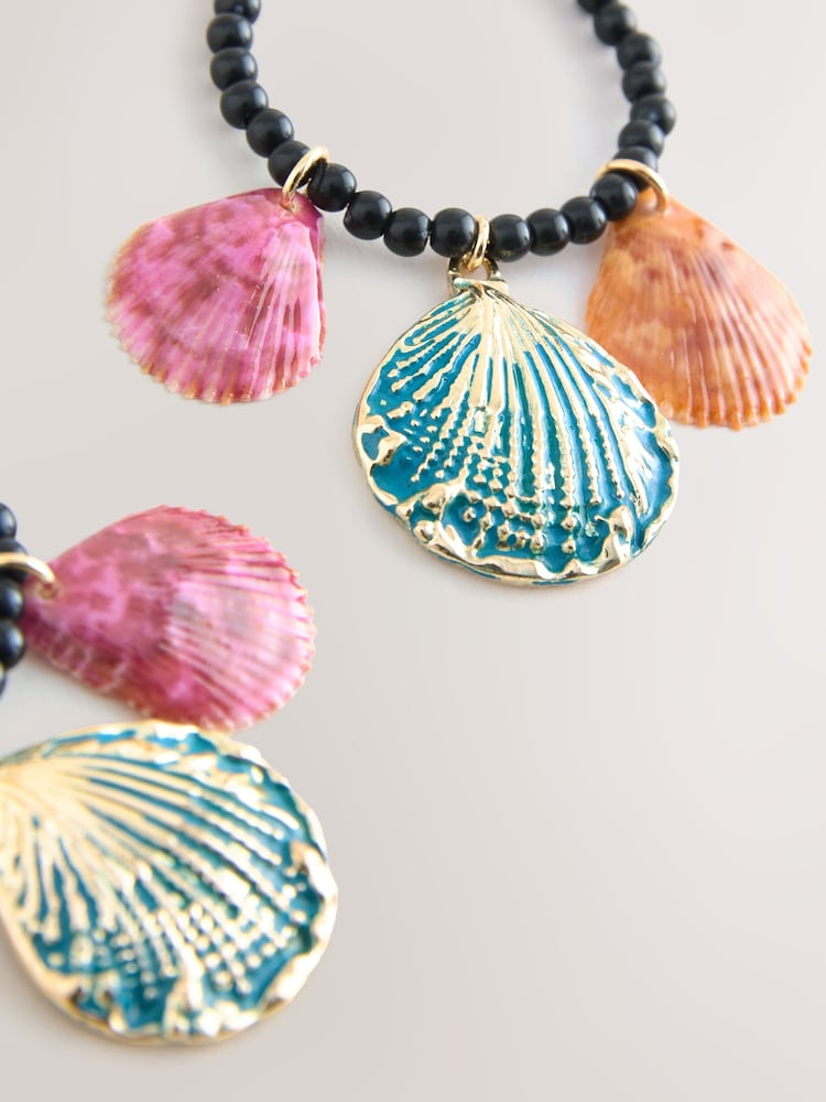 Turquoise Blue Shell Drop Hoop Earrings - Image 2 of 3 Turquoise Blue Shell Drop Hoop Earrings - Image 2 of 3