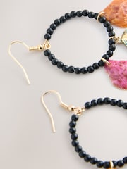 Turquoise Blue Shell Drop Hoop Earrings - Image 6 of 6