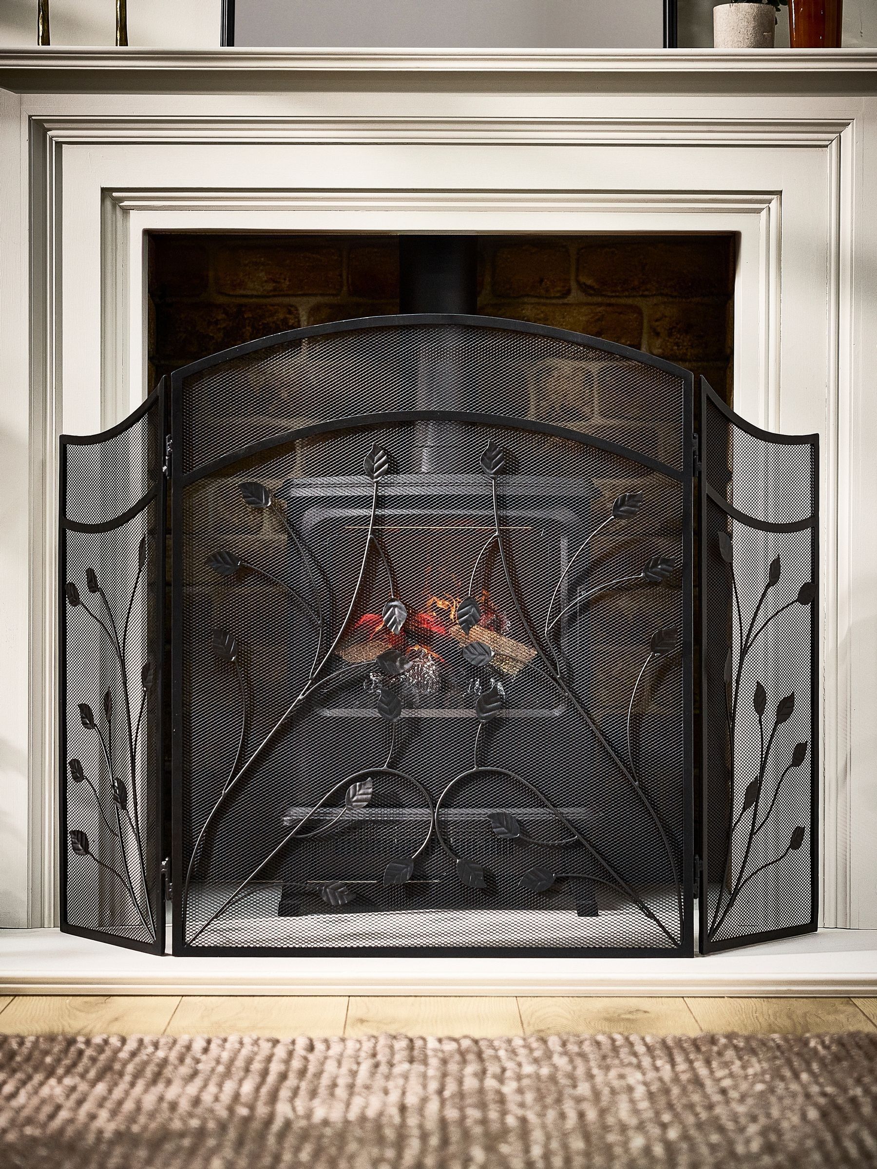 Dibor Unisex Kids Black Leaf Vine Three Fold Firescreen