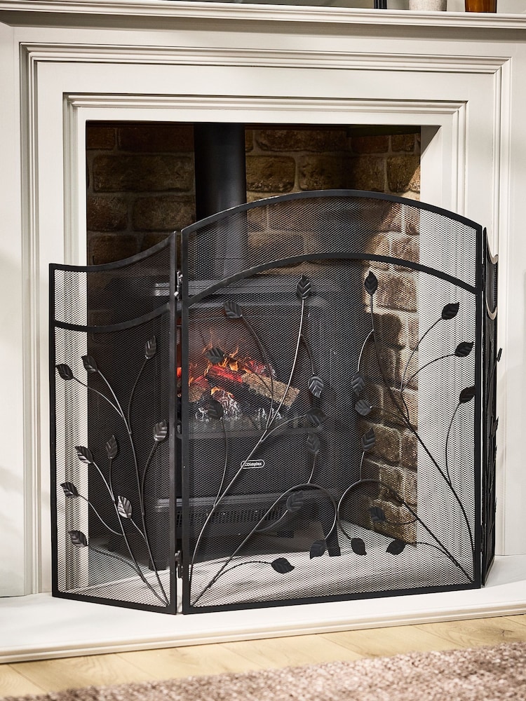 Dibor Black Leaf Vine Three Fold Firescreen - Image 2 of 5 Dibor Black Leaf Vine Three Fold Firescreen - Image 2 of 5