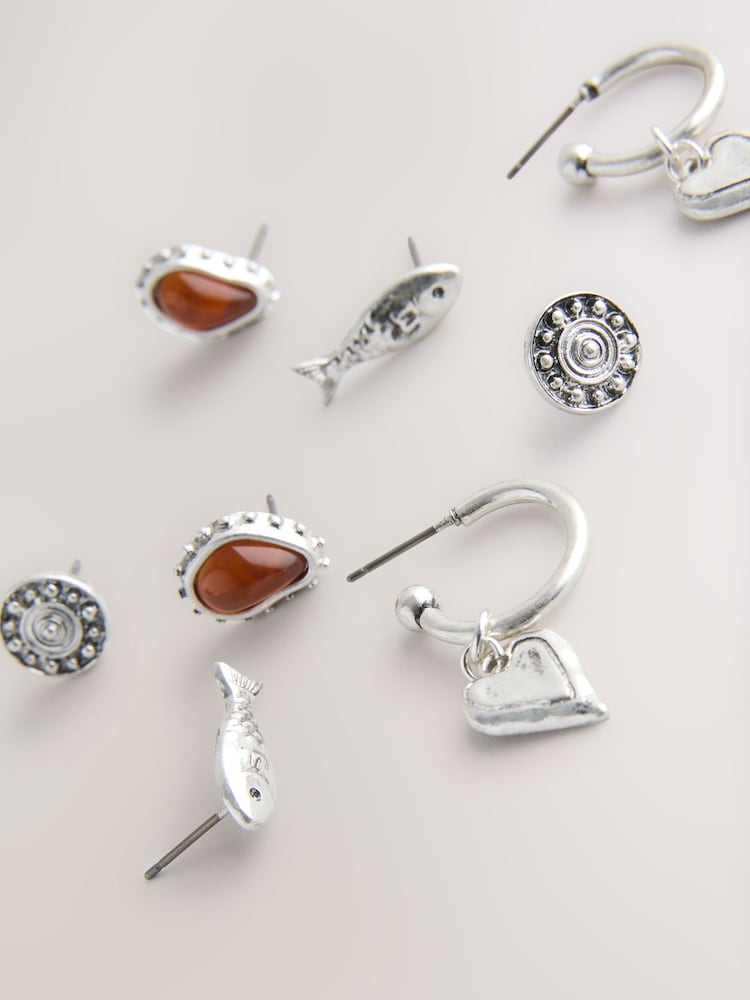 Silver Tone Earrings Multipack - Image 1 of 2