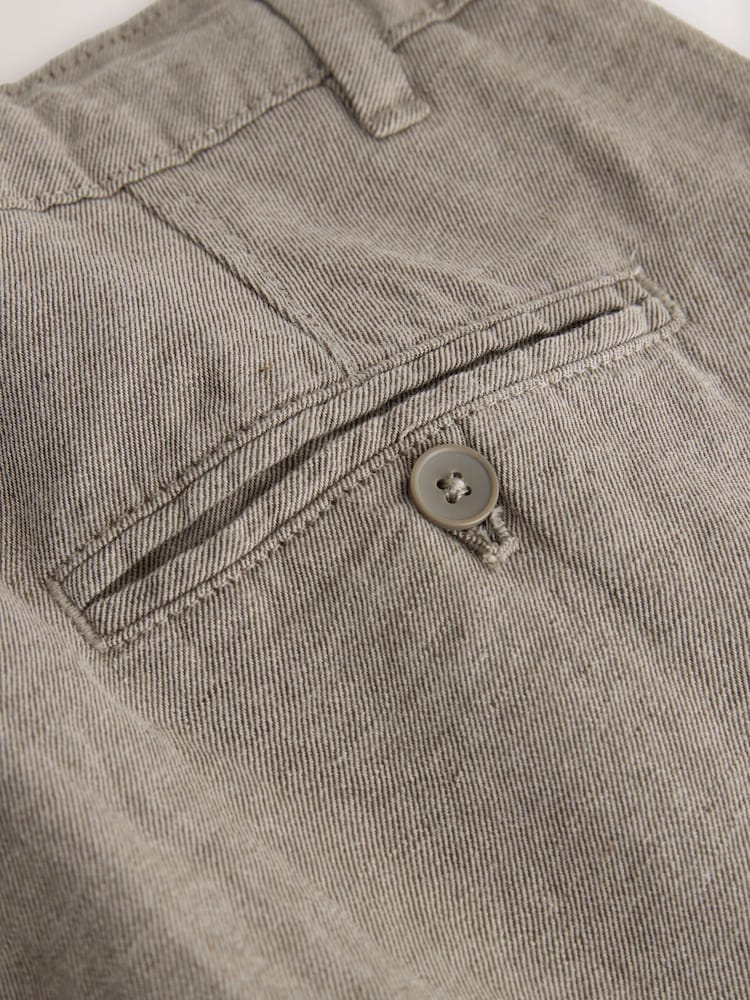 マッシュルームブラウン - スリムフィット - コットンリネンブレンド チノパン - 画像 9 / 9