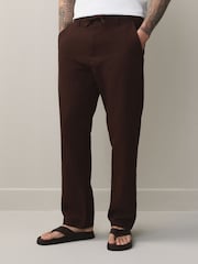 バーガンディレッド - スリムフィット - コットンリネンブレンド チノパン - 画像 1 / 6