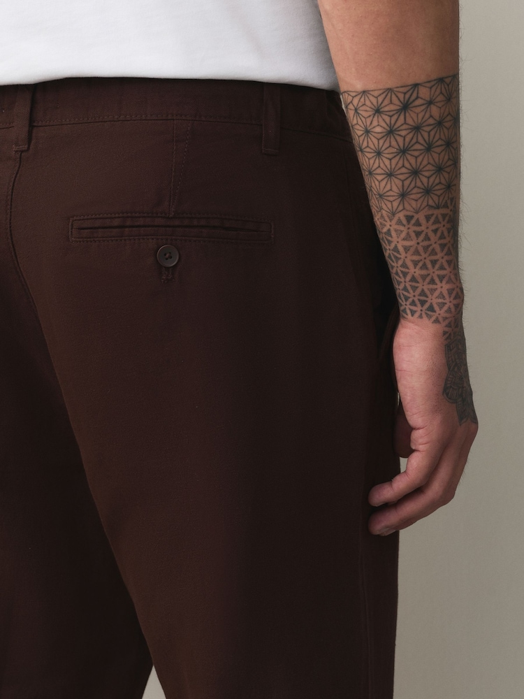 バーガンディレッド - スリムフィット - コットンリネンブレンド チノパン - 画像 6 / 6