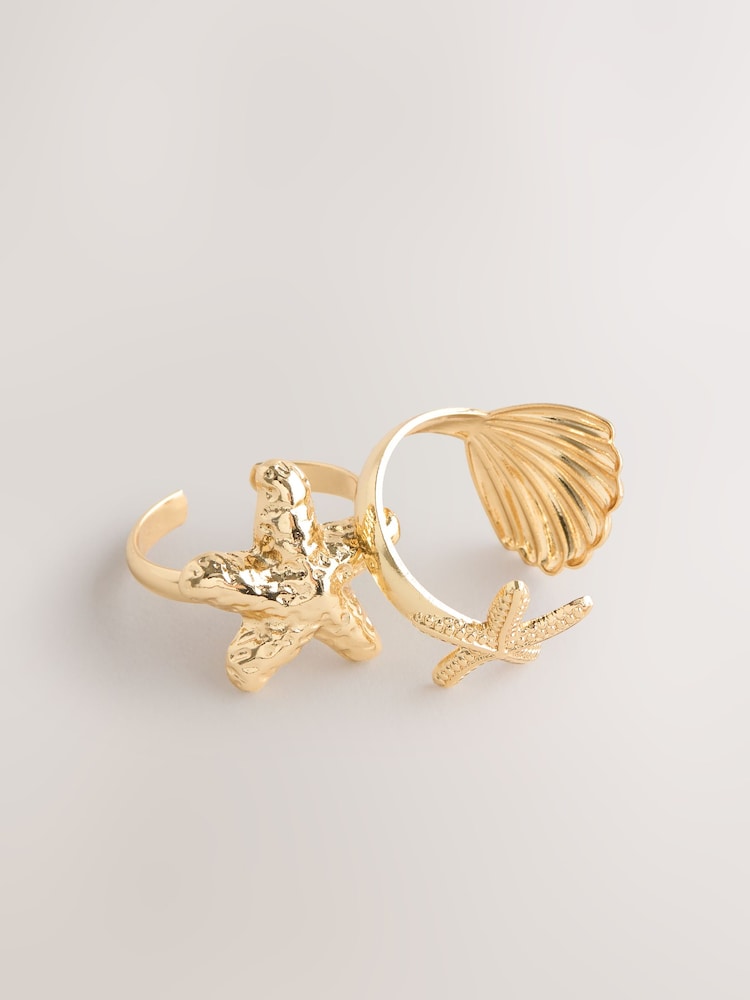 Buy Gold Tone Starfish Shell Toe Rings 2 Pack from Next Israel