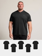 BadRhino Big & Tall Chrome Black V-Neck Longline T-Shirt 5 Pack - Image 1 of 5