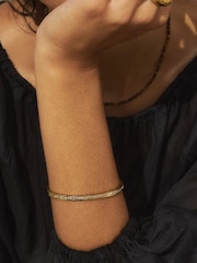 Gold Tone Waterproof Stainless Steel Sparkle Bangle - Image 1 of 5