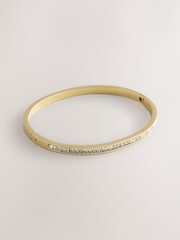 Gold Tone Waterproof Stainless Steel Sparkle Bangle - Image 3 of 5