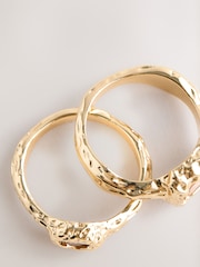Gold Tone Hammered Pink Sparkle Rings 2 Pack - Image 3 of 3