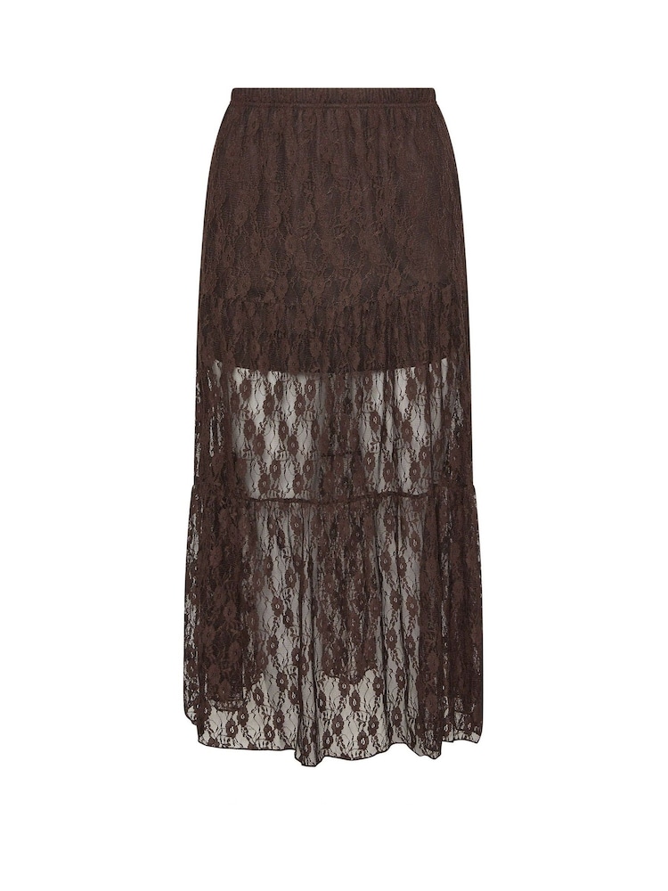 PixieGirl Petite Brown Lined Lace Maxi Skirt - Image 5 of 5 PixieGirl Petite Brown Lined Lace Maxi Skirt - Image 5 of 5