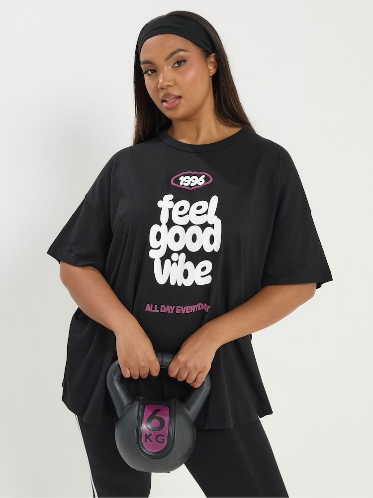 Yours Curve Feel Good Active T-Shirt - صورة 1 من 5 Yours Curve Feel Good Active T-Shirt - صورة 1 من 5