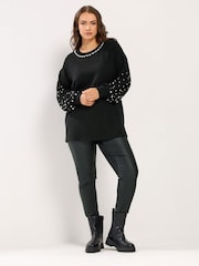 Yours Curve Black Pearl Arm Jumper - Image 2 of 5