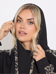 Yours Curve Black Leopard Detail Hoodie - Image 4 of 5
