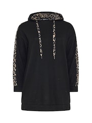 Yours Curve Black Leopard Detail Hoodie - Image 5 of 5
