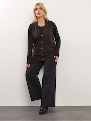Yours Curve Brown Knitted Button Jumper Vest - Image 2 of 5