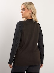 Yours Curve Brown Knitted Button Jumper Vest - Image 3 of 5