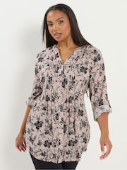 Yours Curve Natural Pintuck Blouse - Image 1 of 5
