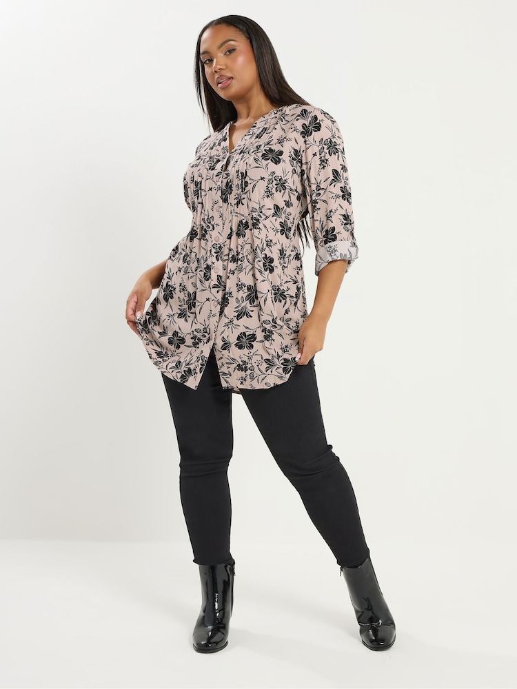 Yours Curve Natural Pintuck Blouse - Image 2 of 5