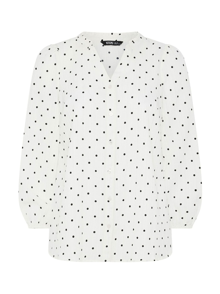 Yours Curve White Textured Notchneck Blouse - Image 5 of 5 Yours Curve White Textured Notchneck Blouse - Image 5 of 5