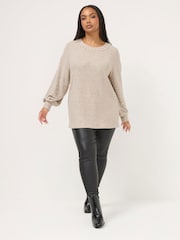 Natural - Yours Curve Pearl Arm Jumper - Imagen 3 de 5