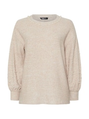 Natural - Yours Curve Pearl Arm Jumper - Imagen 5 de 5