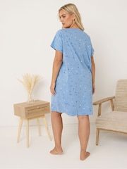Yours Curve Blue Placket Nightdress - Image 3 of 5