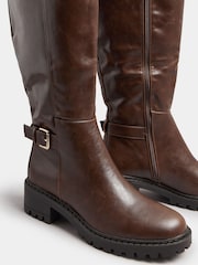 Yours Curve Light Brown Buckle Detail Knee High Boots - Image 4 of 4