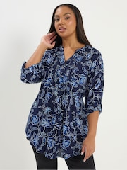Yours Curve Blue Pintuck Blouse - Image 1 of 5