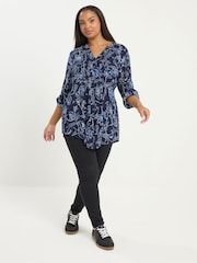 Yours Curve Blue Pintuck Blouse - Image 2 of 5