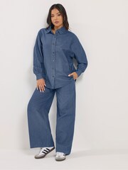 PixieGirl Petite Blue Oversized Denim Shirt - Image 2 of 6