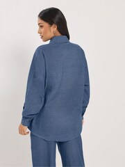 PixieGirl Petite Blue Oversized Denim Shirt - Image 3 of 6